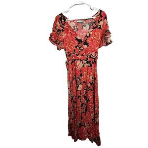 Able the Label Maxi Dress Women's XS V-Neck Floral Short Sleeve Long Summer